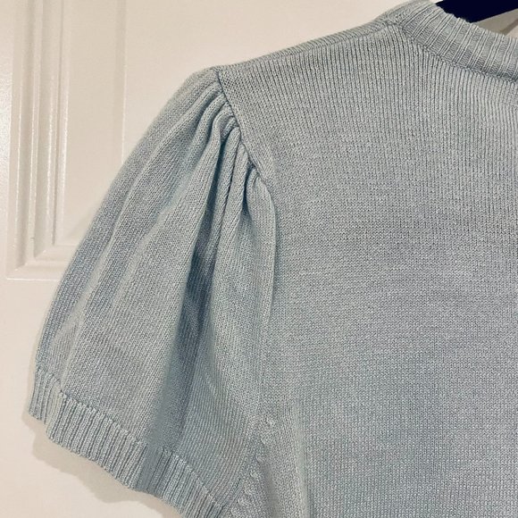 Light Blue Shrug Cardigan Crop Button Down Sweater - Picture 3 of 4